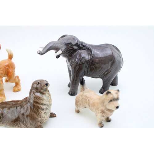 48 - Beswick to include an elephant, a terrier, a seal (restored) and a comical dog (4).