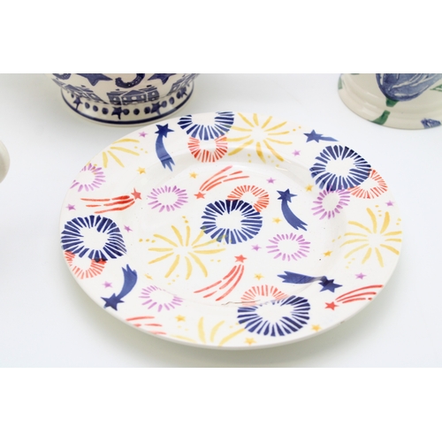 8 - Emma Bridgewater to include a rare 4 mug teapot in the Sea Horses pattern, a 1 pint Blue Tulip jar, ... 