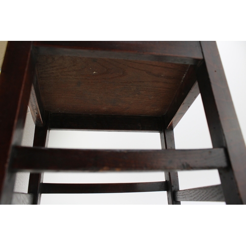 15 - A Georgian oak child's chair with vernacular sides, charming antique repair noted to reverse, 54cm t... 
