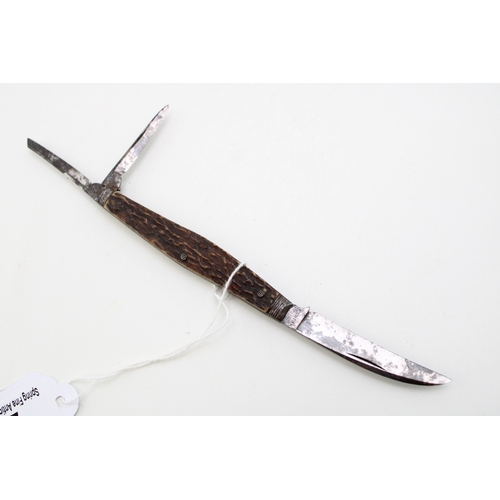 2 - A Rare 19th Century Victorian Sheffield Made Bone Handle Wharncliffe Three Blade Bone Handle Folding... 
