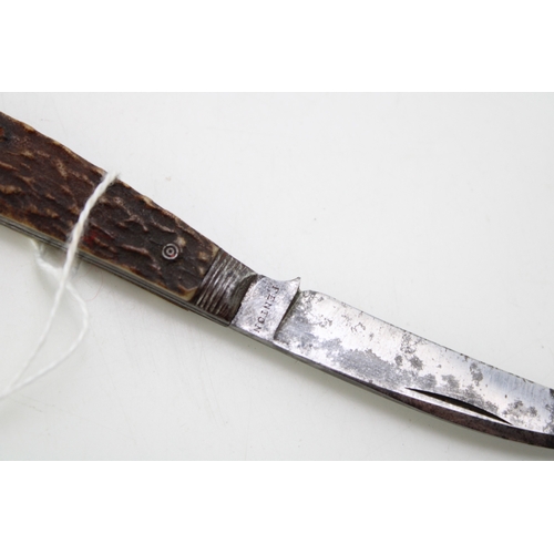 2 - A Rare 19th Century Victorian Sheffield Made Bone Handle Wharncliffe Three Blade Bone Handle Folding... 
