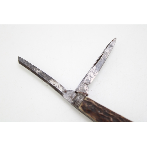 2 - A Rare 19th Century Victorian Sheffield Made Bone Handle Wharncliffe Three Blade Bone Handle Folding... 