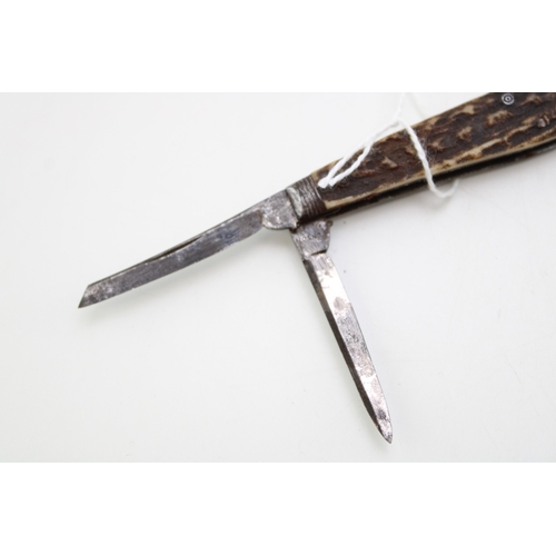 2 - A Rare 19th Century Victorian Sheffield Made Bone Handle Wharncliffe Three Blade Bone Handle Folding... 