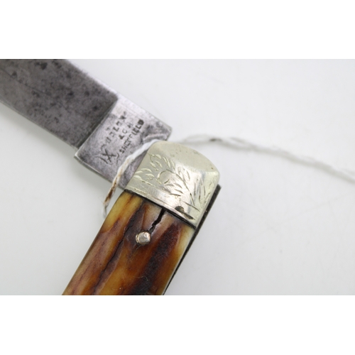 4 - A Scarce c19th Century Victorian George Wostenholm IXL Sheffield Stag Antler Bone Handle Large Size ... 