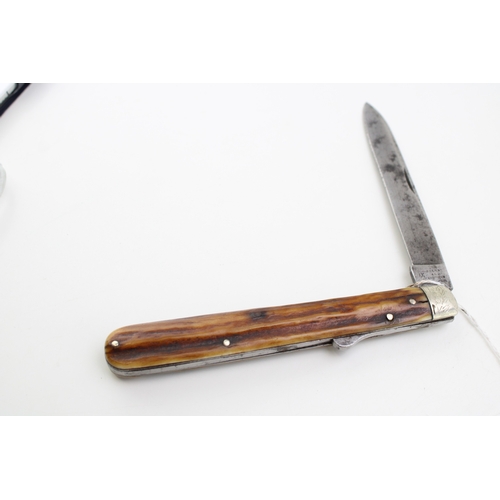 4 - A Scarce c19th Century Victorian George Wostenholm IXL Sheffield Stag Antler Bone Handle Large Size ... 