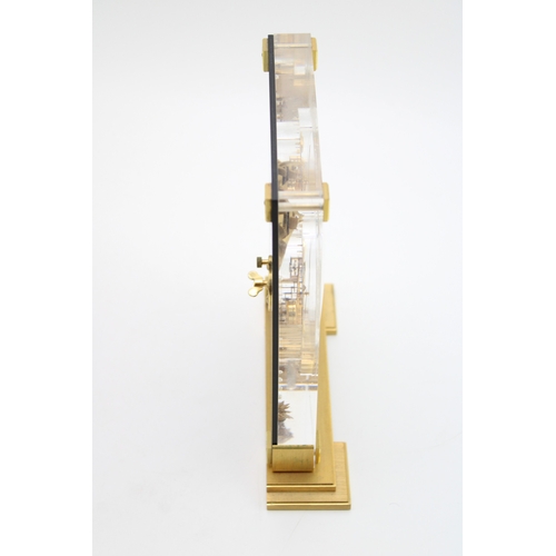 51 - Jaeger le Coultre, a mid 20th century Perspex cased 'Marina' eight day mantle clock, raised on squar... 