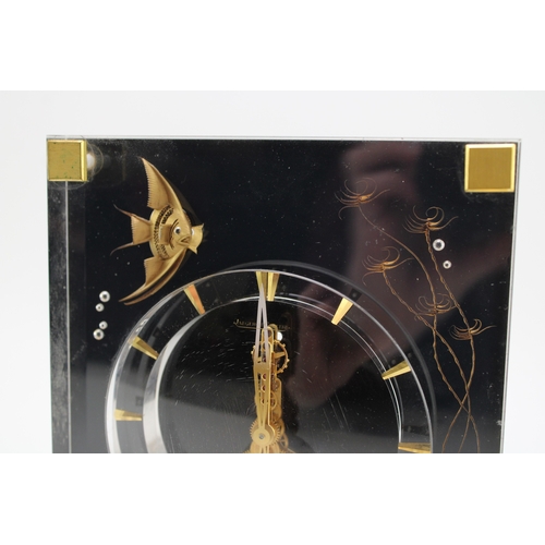 51 - Jaeger le Coultre, a mid 20th century Perspex cased 'Marina' eight day mantle clock, raised on squar... 