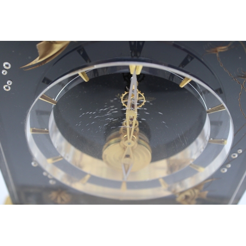 51 - Jaeger le Coultre, a mid 20th century Perspex cased 'Marina' eight day mantle clock, raised on squar... 