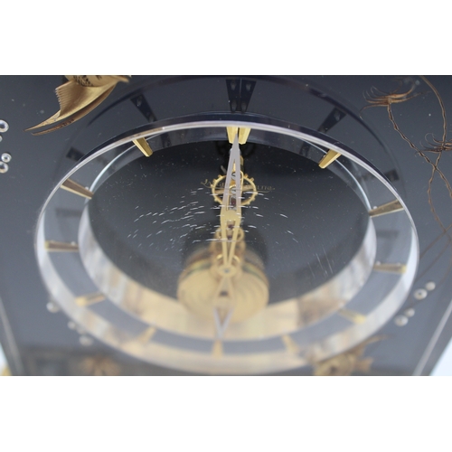 51 - Jaeger le Coultre, a mid 20th century Perspex cased 'Marina' eight day mantle clock, raised on squar... 