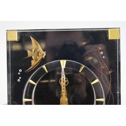 51 - Jaeger le Coultre, a mid 20th century Perspex cased 'Marina' eight day mantle clock, raised on squar... 
