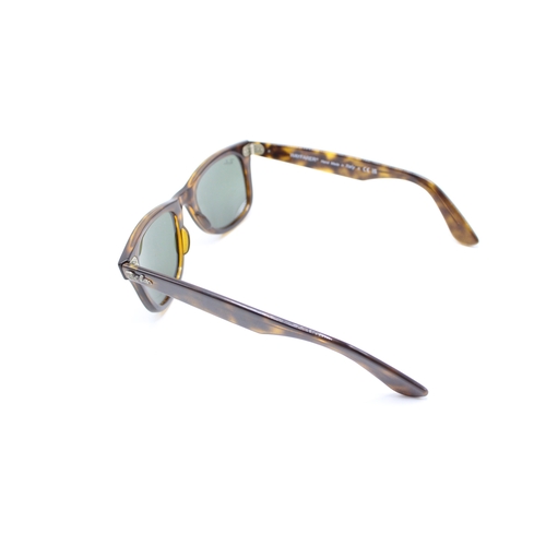 57 - A pair of Ray-Ban tortoiseshell Wayfarer sunglasses, made in Italy, RB 4340 50 22 150 3N.