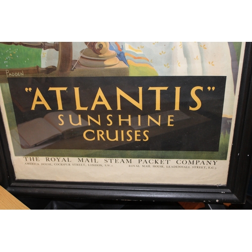 6 - An original advertising poster 'Royal Mail Line ''Atlantis'' Sunshine Cruises', The Royal Mail Steam... 