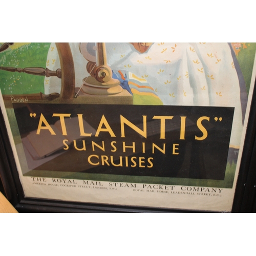 6 - An original advertising poster 'Royal Mail Line ''Atlantis'' Sunshine Cruises', The Royal Mail Steam... 