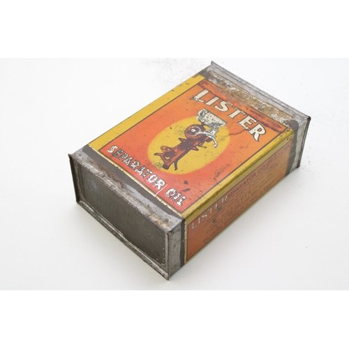 10 - A quarter - gallon capacity oil can for 'Lister Separator Oil', with pictorial design on yellow / or... 