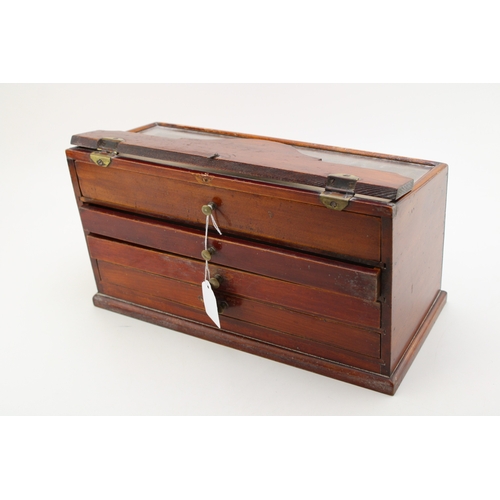 2 - An Edwardian lingerie counter top display case with glazed top and four long drawers for 