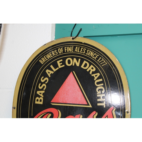 22 - A 20th century enamel Bass brewer's public house sign, red and gold font traditional font with red t... 