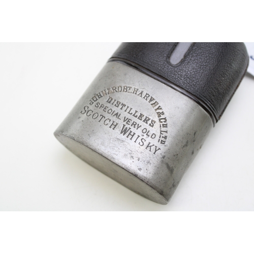 38 - John & Robt. Harvey & Co Scotch Whiskey Distillers advertising hip flask with stirrup cup, together ... 