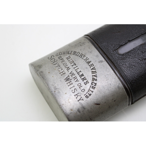 38 - John & Robt. Harvey & Co Scotch Whiskey Distillers advertising hip flask with stirrup cup, together ... 