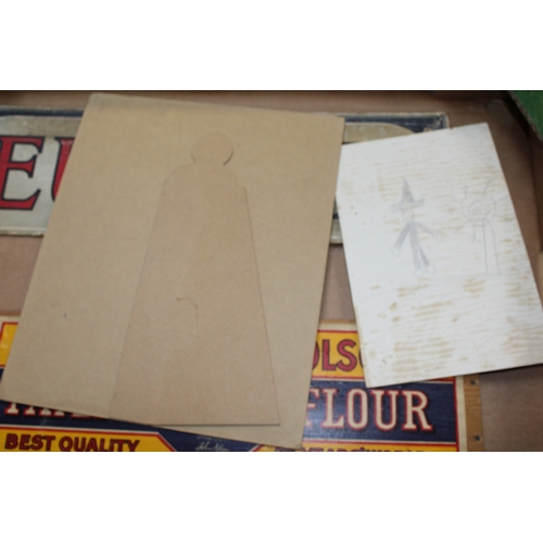 39 - Advertising shop cards for 'Eucryl', 'Greens' Sponge mixture, crate end with 'Brown & Polson's' Corn... 