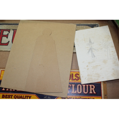 39 - Advertising shop cards for 'Eucryl', 'Greens' Sponge mixture, crate end with 'Brown & Polson's' Corn... 