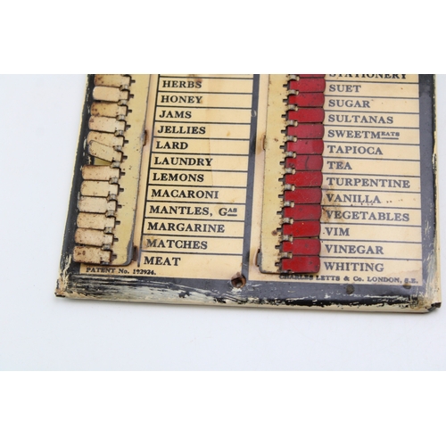 42 - A Hygena Cabinet 'household wants' 1930s reminder board with folding tabs, by Charles Letts & Co. Lo... 