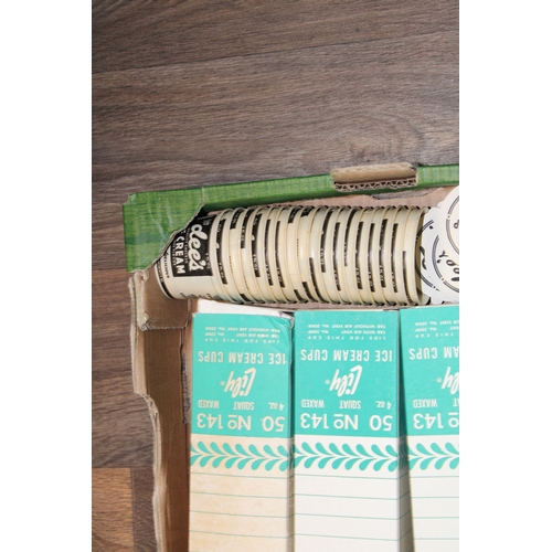 56 - A collection 1950s American 'Lily' cold food & ice cream cups, for 'Dees’s Ice Cream', in boxes, wit... 