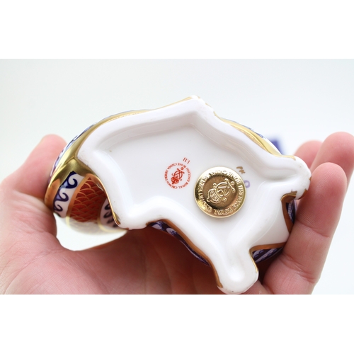341 - Royal Crown Derby paperweight, Dragon, decorated in the Imari pallet, gold stopper, red Royal Crown ... 