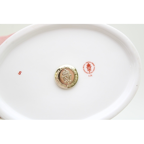 348 - Royal Crown Derby Paperweight, White Swan nesting, date mark for 1996 (LIX), gold stopper and red Ro... 