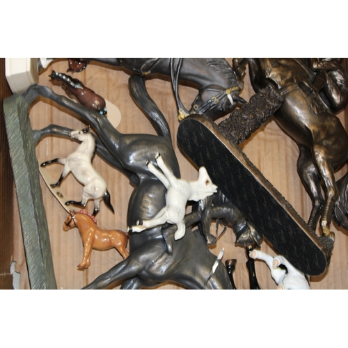 32 - A collection of pottery and similar horses to include a Goebel lifeguard (Af), and others (collectio... 