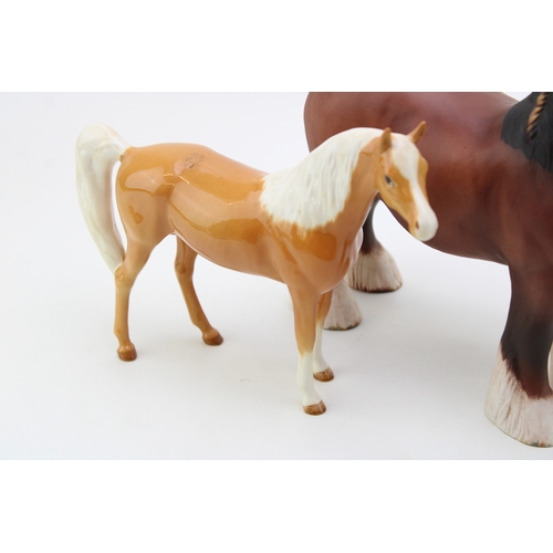 38 - Beswick to include a matt brown shire horse 818, a palomino arab xayal and a Shetland (3).