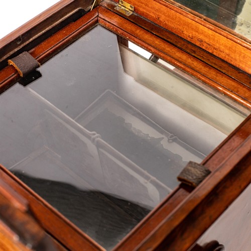 2 - A quality Victorian burr walnut stereoscope viewer with views of Scotland & Rome, 26x27x43cm tall.