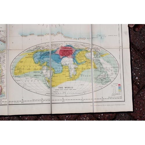 14 - Johnstons' Commercial and Library Chart of the World on Mercators Projection, a folding out map, W. ... 