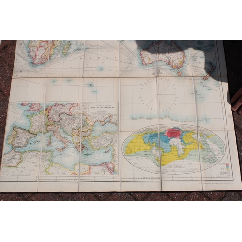 14 - Johnstons' Commercial and Library Chart of the World on Mercators Projection, a folding out map, W. ... 