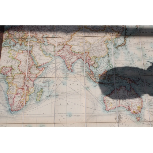 14 - Johnstons' Commercial and Library Chart of the World on Mercators Projection, a folding out map, W. ... 