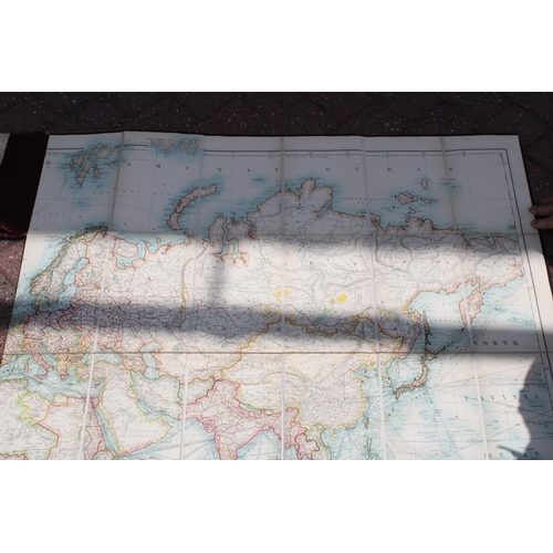 14 - Johnstons' Commercial and Library Chart of the World on Mercators Projection, a folding out map, W. ... 