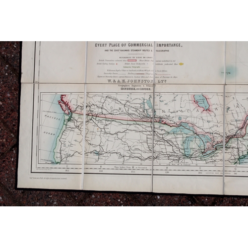 14 - Johnstons' Commercial and Library Chart of the World on Mercators Projection, a folding out map, W. ... 