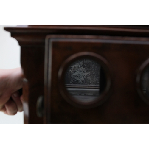 2 - A quality Victorian burr walnut stereoscope viewer with views of Scotland & Rome, 26x27x43cm tall.