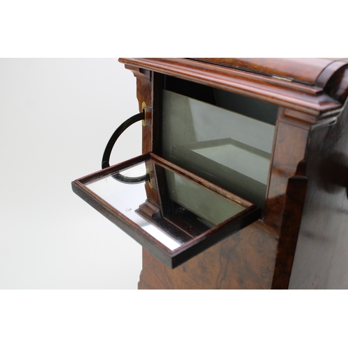 2 - A quality Victorian burr walnut stereoscope viewer with views of Scotland & Rome, 26x27x43cm tall.