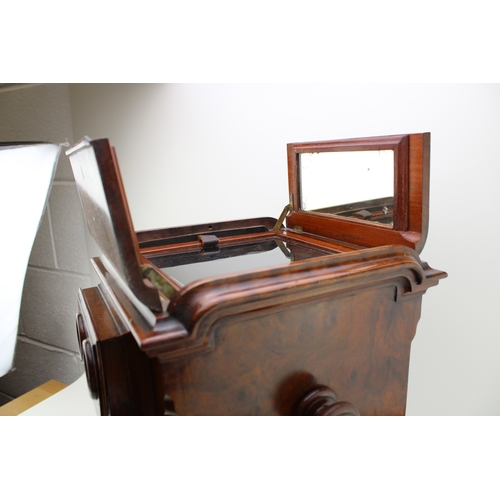 2 - A quality Victorian burr walnut stereoscope viewer with views of Scotland & Rome, 26x27x43cm tall.