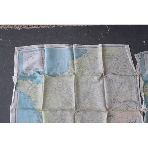 20 - A pair of WW2 RAF pilots silk escape maps of Zones of France dated March 1944 (2)