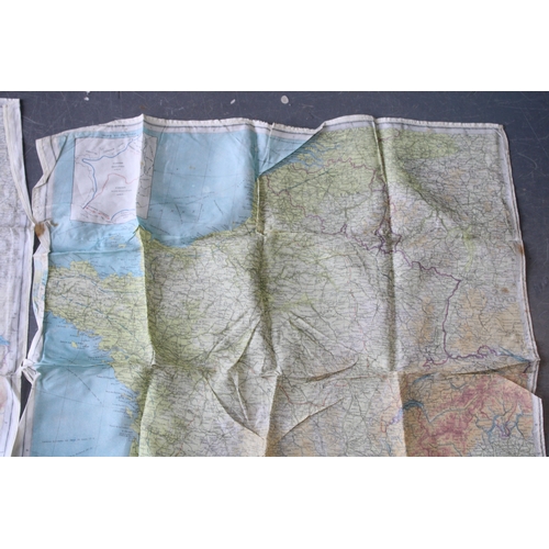 20 - A pair of WW2 RAF pilots silk escape maps of Zones of France dated March 1944 (2)
