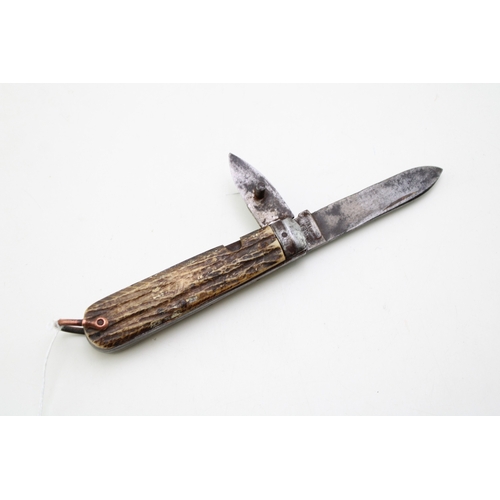 21 - WW1 British Army issue bone handle pocket knife by George Wostenholm IXL Sheffield c1914