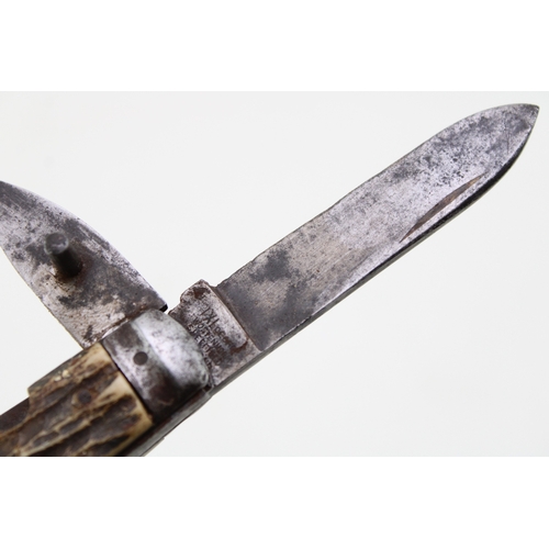 21 - WW1 British Army issue bone handle pocket knife by George Wostenholm IXL Sheffield c1914