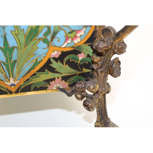 3 - An Elkington & Co cloisonne enamel planter with metal liner, raised on four feet with floral decorat... 