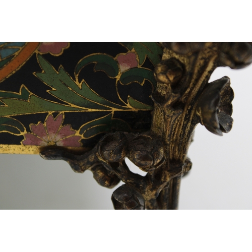 3 - An Elkington & Co cloisonne enamel planter with metal liner, raised on four feet with floral decorat... 