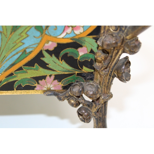 3 - An Elkington & Co cloisonne enamel planter with metal liner, raised on four feet with floral decorat... 