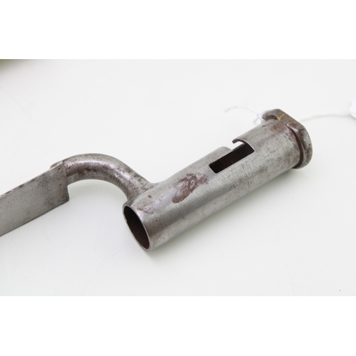 32 - A replica of a 19th century socket bayonet in a leather scabbard