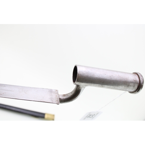 32 - A replica of a 19th century socket bayonet in a leather scabbard