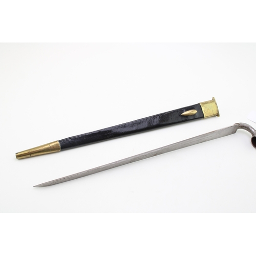 32 - A replica of a 19th century socket bayonet in a leather scabbard