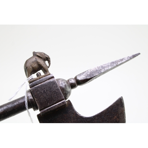 34 - A 19th century Indian or Indo-Persian hand axe with concealed dagger in the handle.